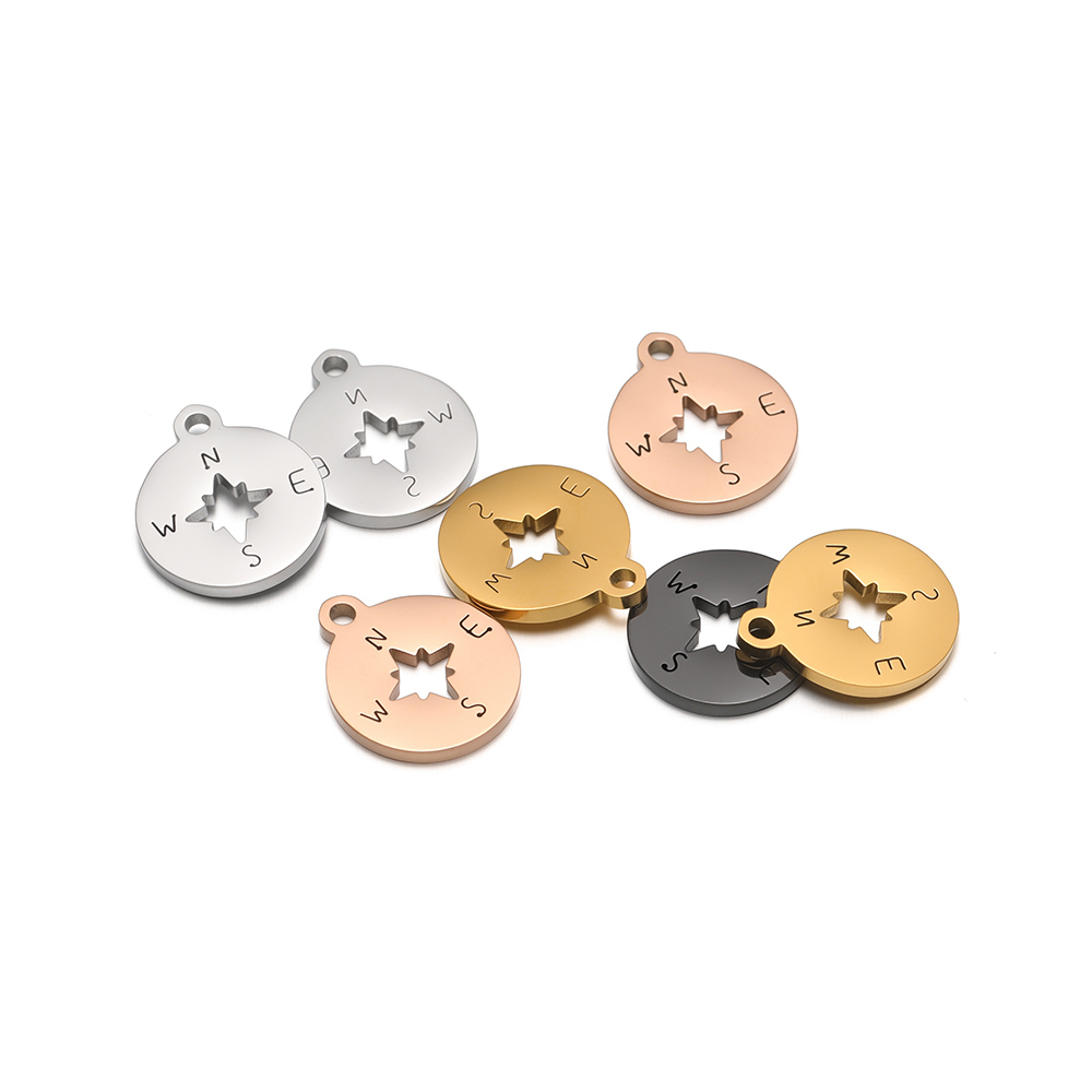 Hoop Earrings - 5Pcs Waterproof Stainless Steel Hollow Compass