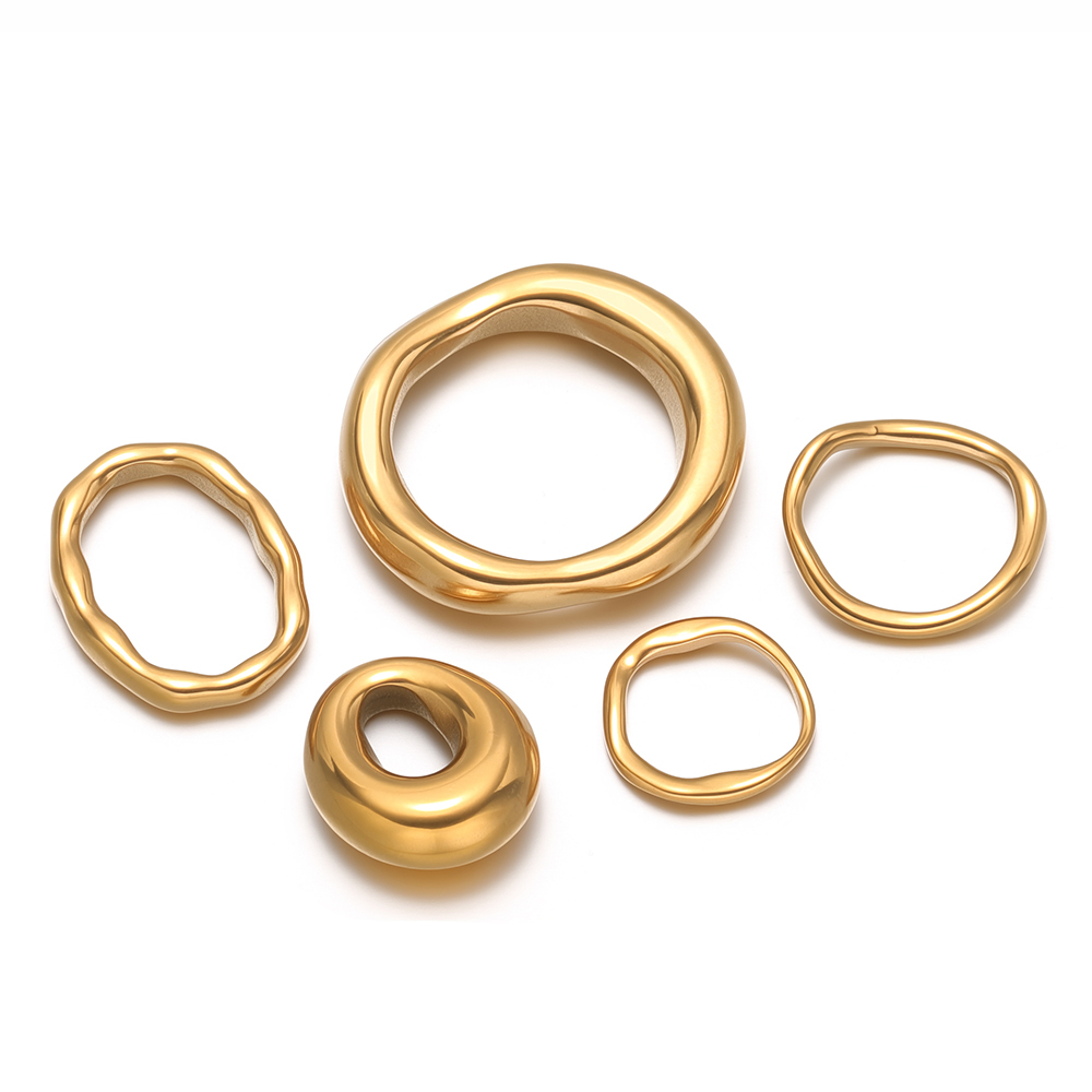 5pcs Stainless Steel Round Ova - Hoop Earrings 评论和价格