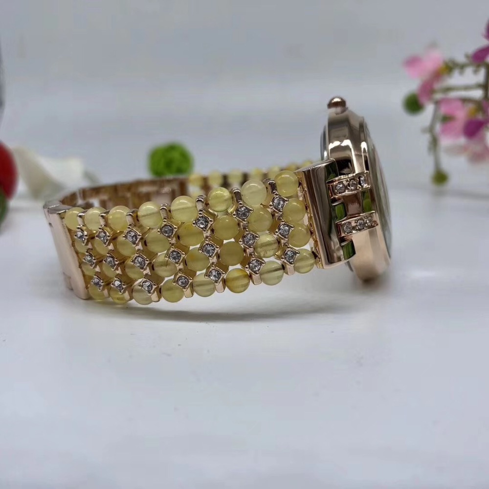Natural Amber Stone Beads Brac - Fine Jewelry Watches Women 评论和价格