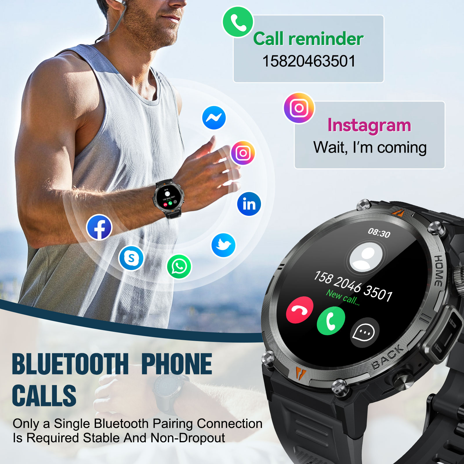 EIGIIS KE3 Bluetooth Call Smar - Italian Jewelry Watches 评论和价格